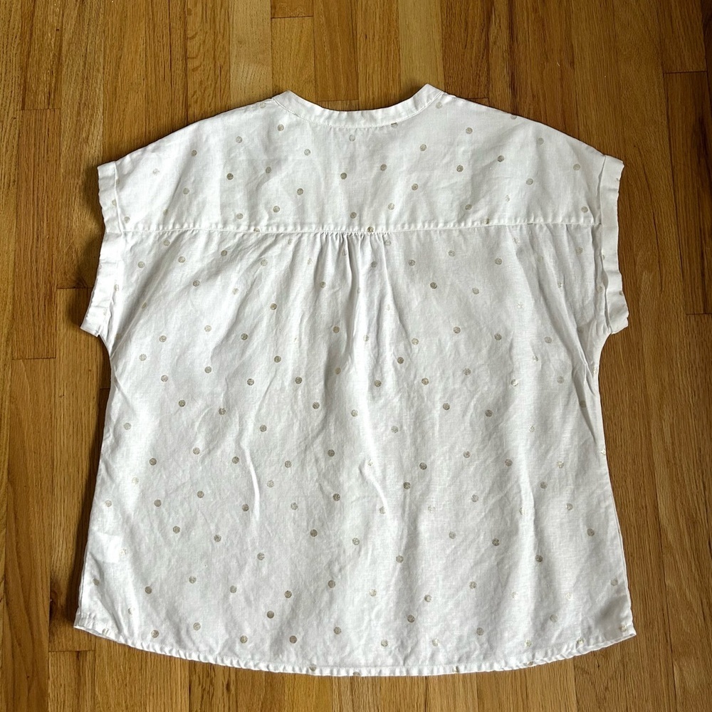 BODEN evie linen polka dot button front shirt white gold plus size 20/22 - Picture 11 of 11